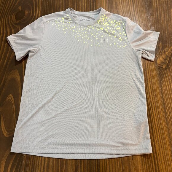 🔥‎ Under Armour Men's L HeatGear Fitted T-Shirt Gray Green Athletic Gym - Picture 1 of 5